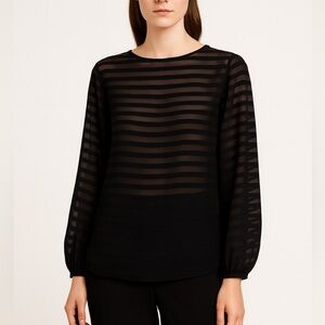 Chanel Top Sheer Stripe Silk Blouse